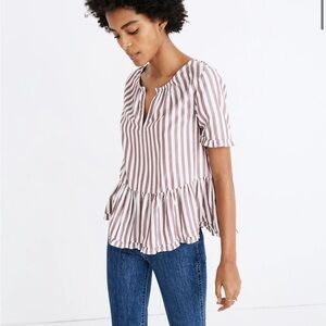 Madewell Stanza Ruffle-Hem Top in Stripe